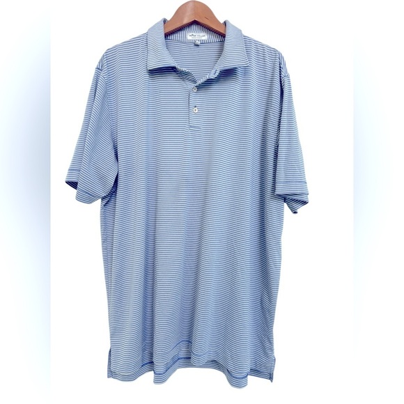 Peter Millar Summer Comfort Blue & Yellow Stripe Golf Polo Size XXL - Picture 1 of 5